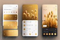 Modern gold mobile user interface design template. Conceptual mobile ...